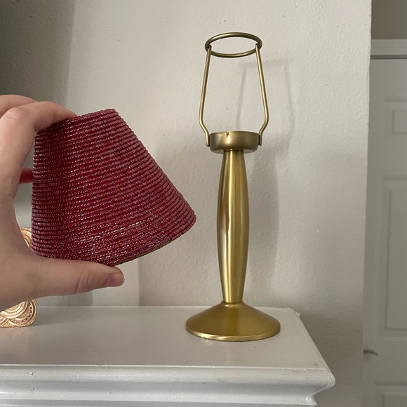 Small candle holder with beaded lampshade - Picture 2 of 3